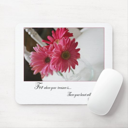 ピンクのガーベラのデイジーの花の宗教引用文 マウスパッド (マウス)