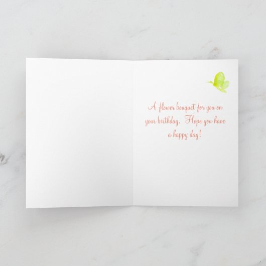 ピンクのガーベラのデイジーの花の花束のハッピーバースデー カード (内部)