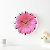 ピンクのガーベラのデイジー ラージ壁時計 (ホーム)