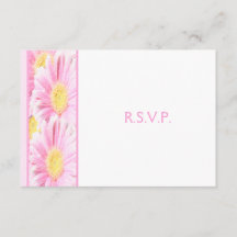 ピンクのガーベラのホワイト返信カードII