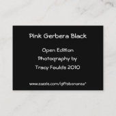 ピンクのガーベラの黒ACEO 名刺 (裏面)