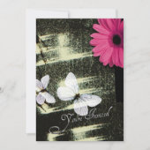 ピンクのガーベラダイシーバタフライドリーム誕生日パーティー 招待状 (正面)