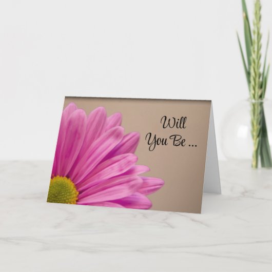 ピンクのガーベラデイジーは私の花嫁になる 招待状 (正面)