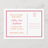 ピンクのガーベラデイジーバルミツワー日付を保存 案内ポストカード (裏面)