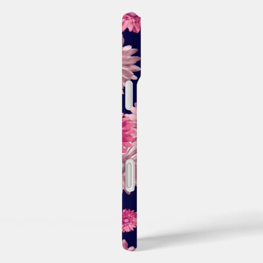 ピンクのガーベラデイジー花オンダークブルーフローラ Case-Mate iPhoneケース (裏面 / 右)
