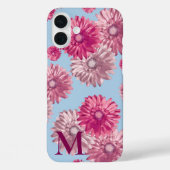 ピンクのガーベラデイジー花オンライトブルーフローラ Case-Mate iPhoneケース (裏面)
