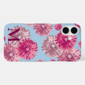 ピンクのガーベラデイジー花オンライトブルーフローラ Case-Mate iPhoneケース (裏面 (横))