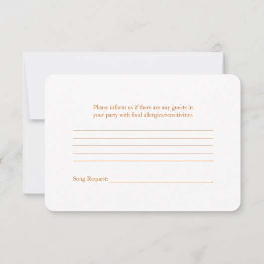 ピンクのガーベラデイジー オレンジリボン ウェディングRSVP 出欠カード (裏面)