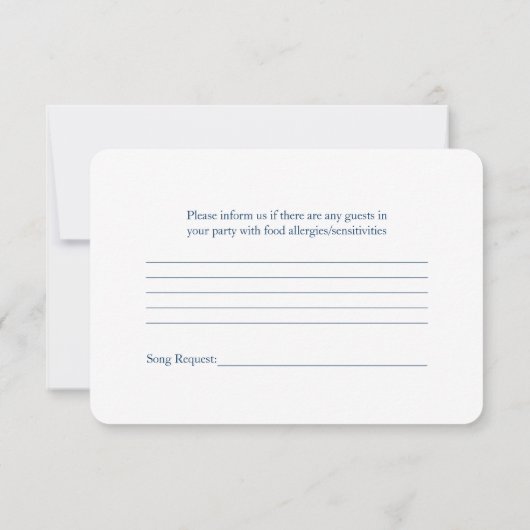 ピンクのガーベラデイジー ネイビーブルーのリボン 結婚式の出欠確認 出欠カード (裏面)