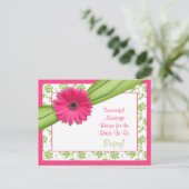 ピンクのガーベラレシピカードで結婚を成功 アドバイスカード (スタンド正面)