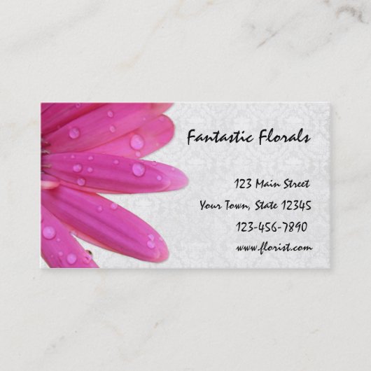 ピンクのガーベラ水は名刺を落とします 名刺 (正面)