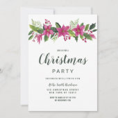 ピンクのガーランドクリスマスフラワークリスマスパーティー 招待状 (正面)