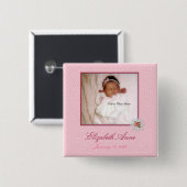 ピンクのガーリーな写真の誕生の発表でかわいらしい 缶バッジ (正面&裏面)