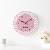 ピンクのガーリーな時計 ラージ壁時計 (ホーム)