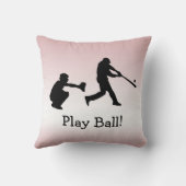 ピンクのガーリーな演劇の球の野球は枕を遊ばします クッション (裏面)