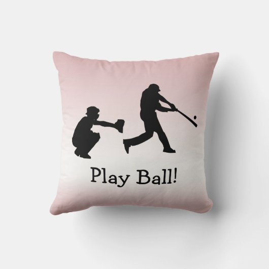 ピンクのガーリーな演劇の球の野球は枕を遊ばします クッション (裏面)