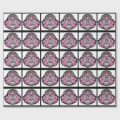 ピンクのガーリーな砂糖のスカル ラッピングペーパー (フラット)