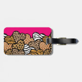 ピンクのガーリーアニマルプリントよくはしゃぐハートアドレス ラゲッジタグ (裏面横)