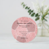 ピンクのガーリーサッカーをテーマにした誕生日パーティー 案内状 (スタンド正面)