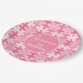 ピンクのガーリーパズル ペーパープレート (アングル)