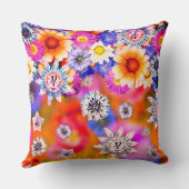 ピンクのガーリーフローラアートコラージュのアートワーク クッション (裏面)