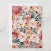 ピンクのガーリーフローラ写真の卒業発表 招待状 (裏面)