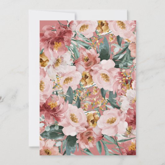 ピンクのガーリーフローラ写真の卒業発表 招待状 (裏面)