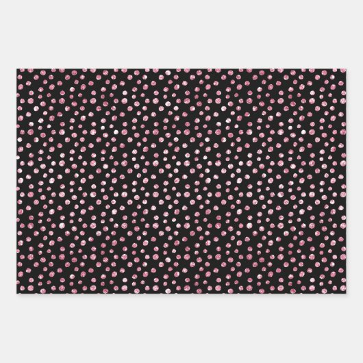 ピンクのガーリー動物のシックなドット熱帯花のパターン ラッピングペーパーシート (正面3)