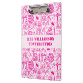 ピンクのガーリー建築モダン設計図エンジニア クリップボード (左)