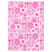 ピンクのガーリー建築モダン設計図エンジニア クリップボード (裏面)