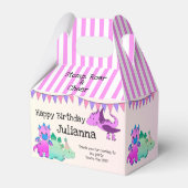 ピンクのガーリー恐竜の子供パーティー フェイバーボックス (裏面サイド)