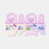 ピンクのガーリー恐竜の子供パーティー フェイバーボックス (折り畳みなし)