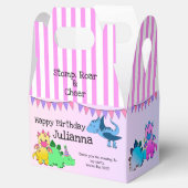 ピンクのガーリー恐竜の子供パーティー フェイバーボックス (オープン)