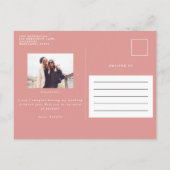 ピンクのガーリー水色のカクテルメイド・オブ・オーナー（花嫁付き添い人）シック インビテーションポストカード (裏面)