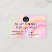 ピンクのガーリー虹のユニコーン大理石のブラシ 名刺 (裏面)