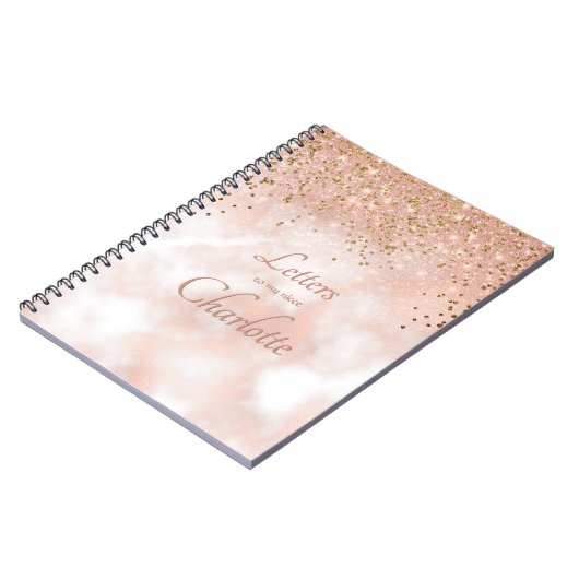 ピンクのガーリー金ゴールドが姪に伯母の手紙をきらきらさせる ノートブック (左側)