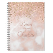 ピンクのガーリー金ゴールドが姪に伯母の手紙をきらきらさせる ノートブック (正面)