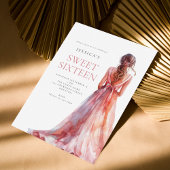 ピンクのガールズガウン甘い16誕生日パーティー 招待状