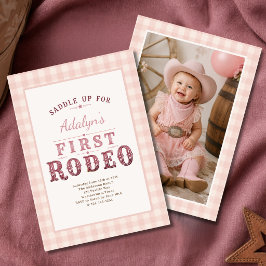 ピンクのガールズファーストラデオ 写真 1歳の誕生日 招待状