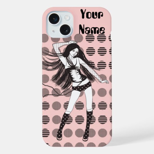 ピンクのガールフレンド ダンサー iPhoneケース (裏面)
