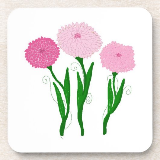 ピンクのキクの花 コースター (正面)