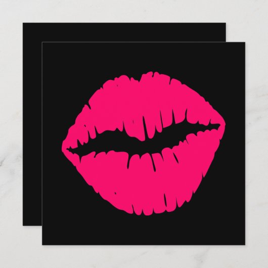 ピンクのキス印 招待状 (正面/裏面)