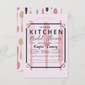 ピンクのキッチン ストック ブライズシャワー 招待状 (正面/裏面)