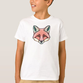 ピンクのキツネの顔のキッズTシャツ Tシャツ