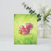 ピンクのキツネ郵便ハガキ ポストカード (スタンド正面)