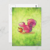 ピンクのキツネ郵便ハガキ ポストカード (正面/裏面)