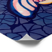 ピンクのキノコ妖精の水の色のアート妖精 ポスター (角)