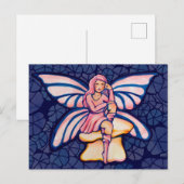 ピンクのキノコ妖精の水の色のアート妖精 ポストカード (正面/裏面)