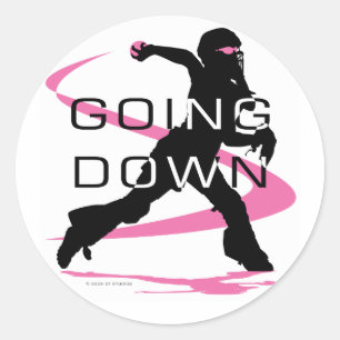 ピンクのキャッチャーのソフトボールをたどって行くこと ラウンドシール