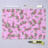 ピンクのキャップ柄のかわいい猫 薄葉紙 (クラフト)